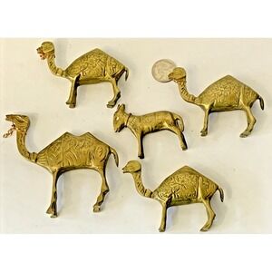 Vintage Brass Camels and Donkey 2" to 4" Decorative